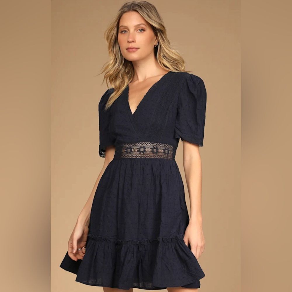 Lulus poised and perfect mini dress navy blue
